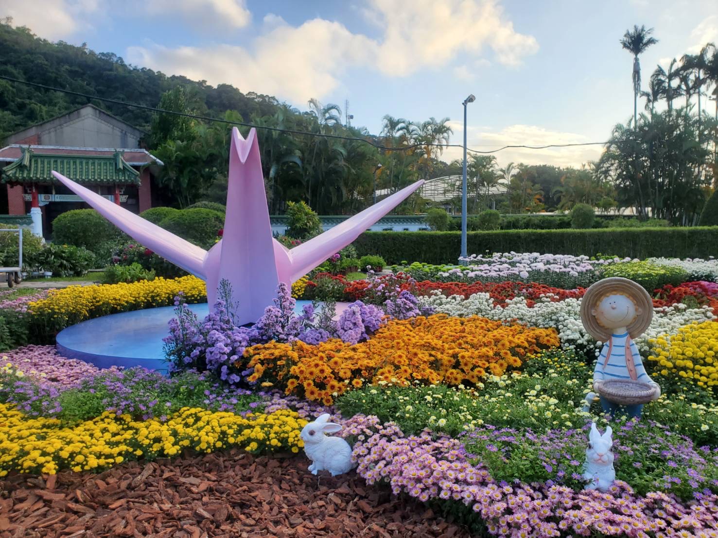 Outdoor Fiberglass Paper Crane Statue For Park