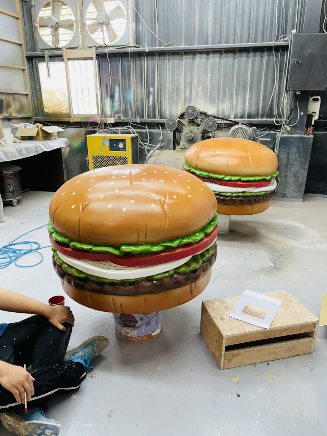 Giant Fiberglass Hamburger Food Statue