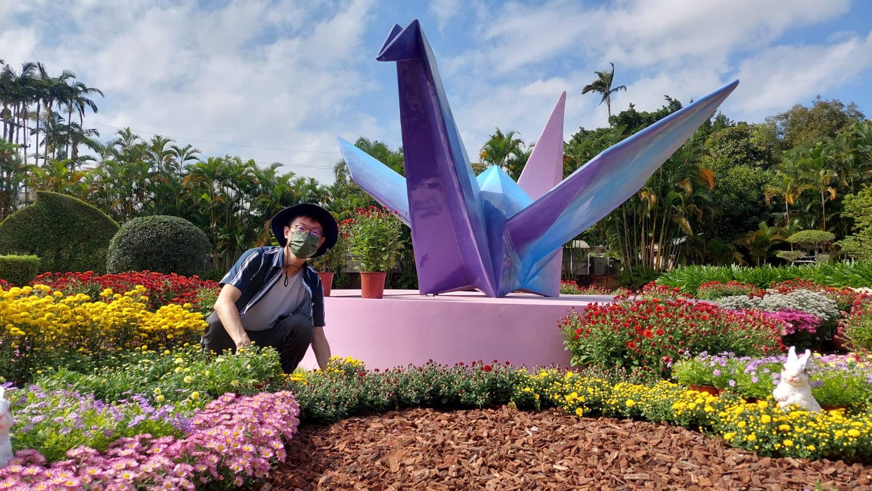 Outdoor Fiberglass Paper Crane Statue For Park